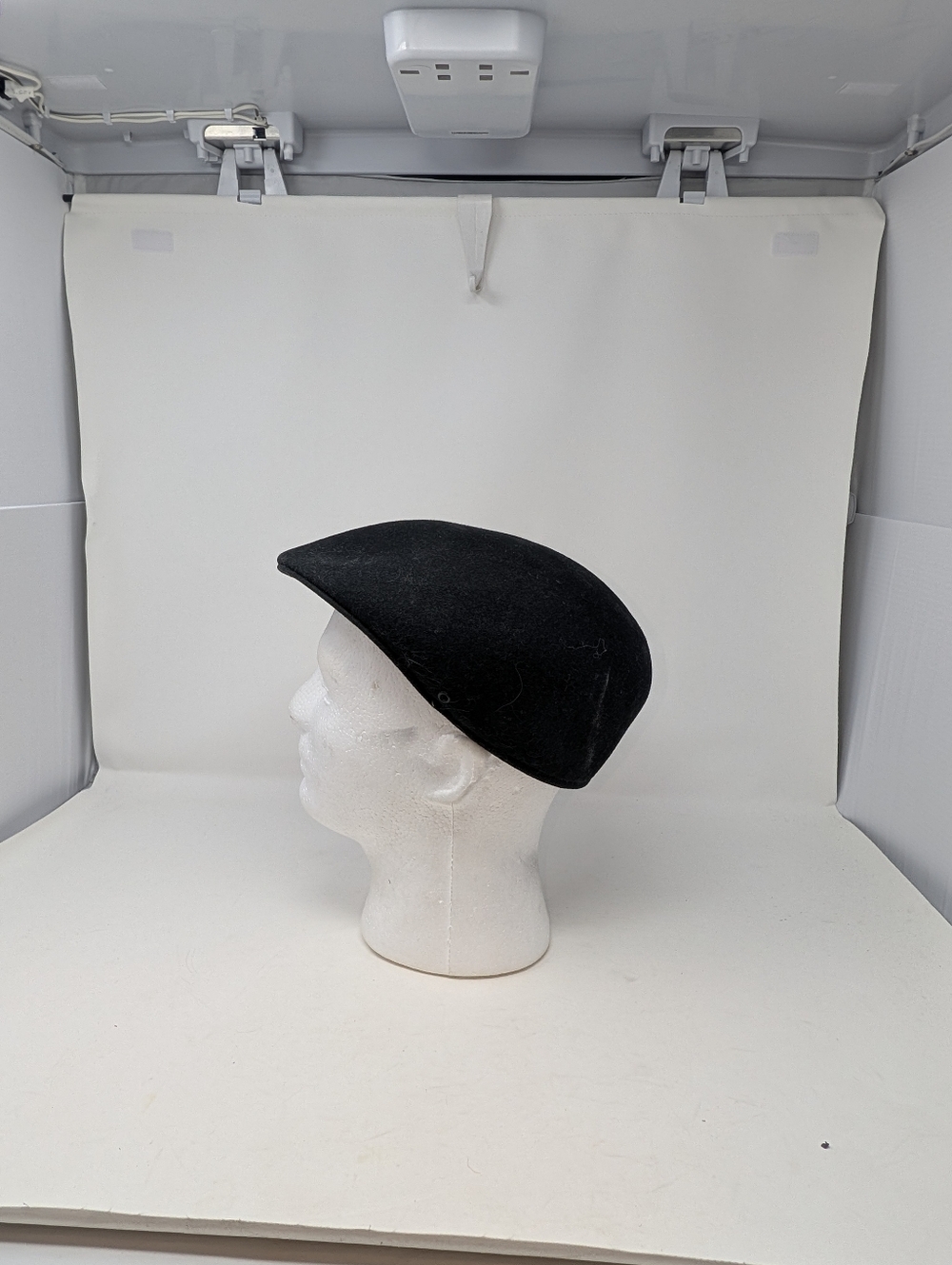 Vintage Royal Ascot Newsboy Cap Hat Adult Size L/XL Black Wool Cabbie